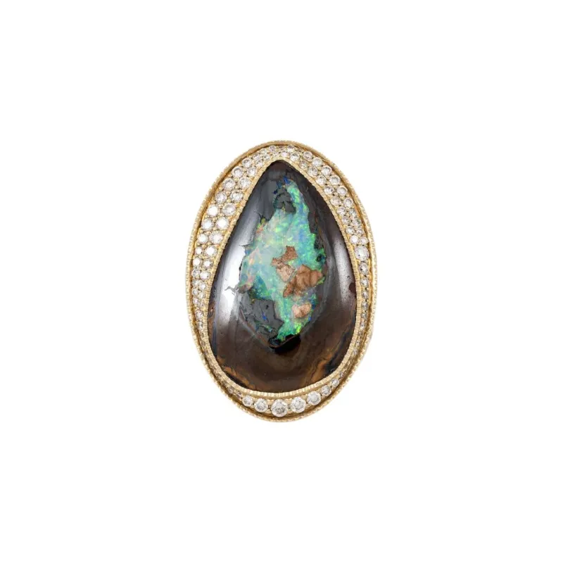 Jacquie Aiche 14kt Yellow Gold Freeform Koroit Diamond And Opal Ring-1