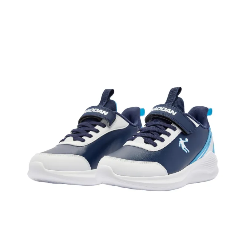 QIAODAN Anti Slip Wear Resistant Low Top Kids' Running Shoes Blue White Teenagers-2