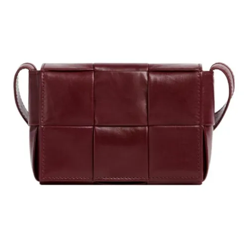 Bottega Veneta CASSETTE Waxed Leather Shoulder Bag Crossbody Bag Mini Men's Burgundy