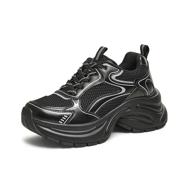 BASTO Chunky Sneakers Women's Low Top Gunmetal Silver/Black-1