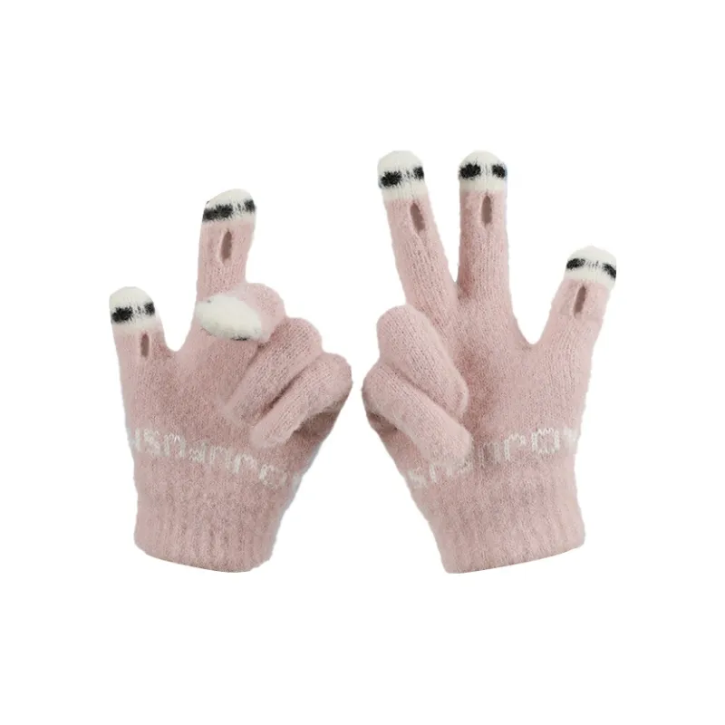 15 MINS Polyester Knit Gloves Unisex Multiple Colors-3