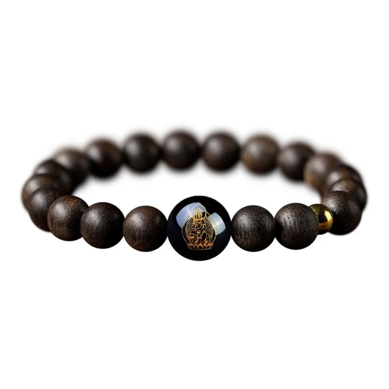 FANGYUANXIAOFU Fragrance Enhancer, Agarwood Single Wrap Beaded Bracelet, Double Loop Prayer Bead Bracelet Unisex-17
