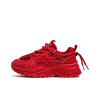 Warrior Coverage Wear Resistant Lightweight Breathable Slip Resistant Low Top Chunky Sneakers Men's Red