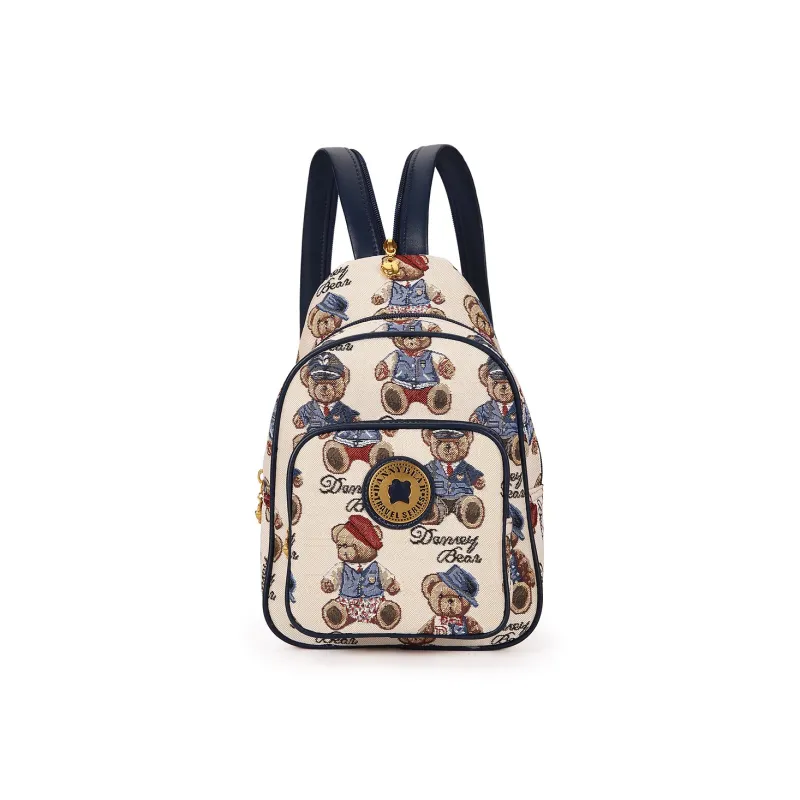 DANNYBEARJEANS Fabric Backpack Regular Unisex Gentleman Bear White/Rose Pink-1