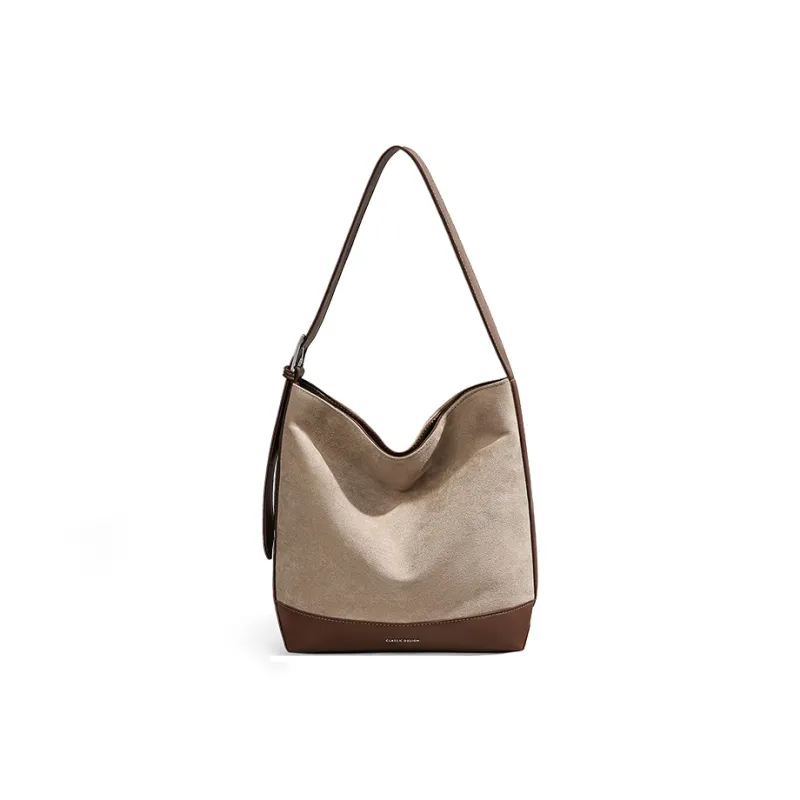 VINEY Fabric Shoulder Bag, Shoulder Bag Tubas Women's Apricot & Coffee-4
