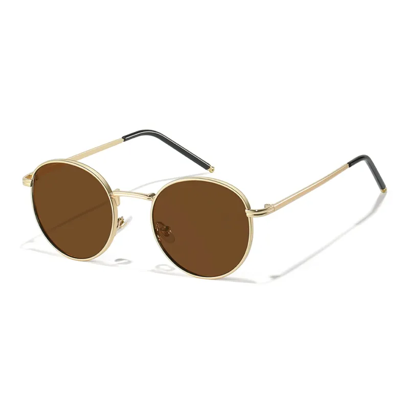 HELMER Alloy Oval Sunglasses Unisex Gold-3