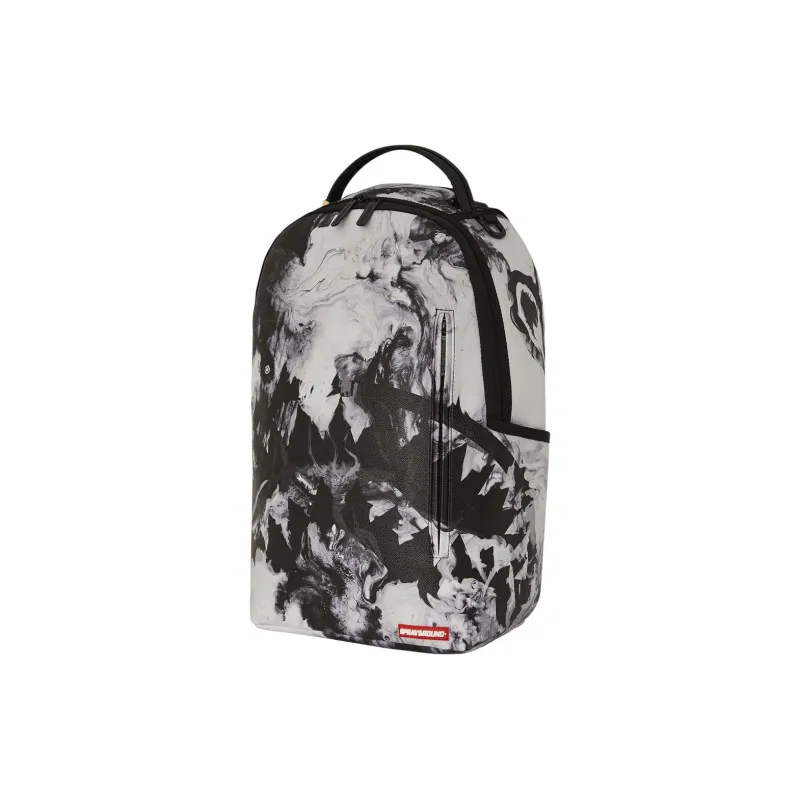 SPRAYGROUND Artificial Leather Backpack Unisex Black White-2