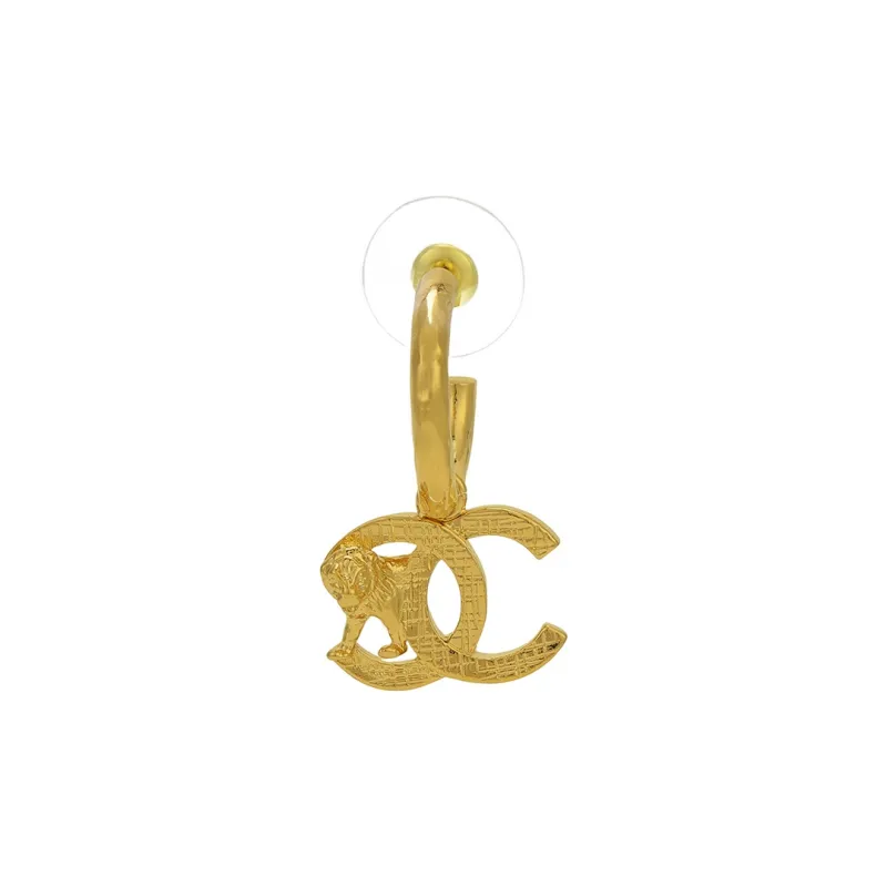 CHANEL Double C Metal Earrings Women's-1