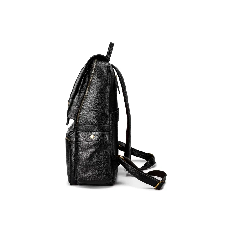 Ace Paul Top Grain Cow Leather Backpack Regular Unisex Black-2