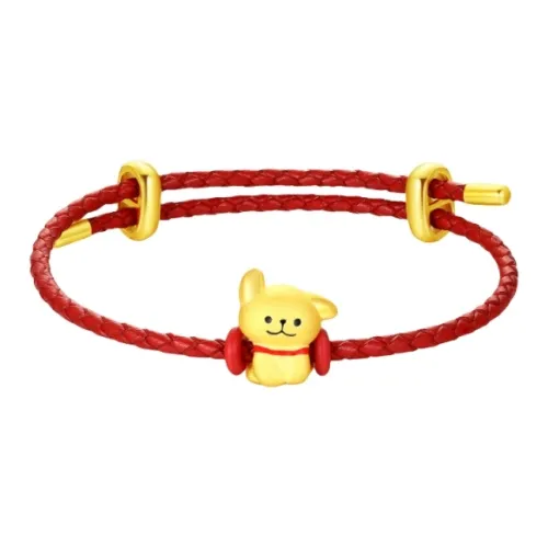OIDSG Chinese Zodiac Dog Hand Charm #Good Luck Solid Gold Fixed Price Gold Bracelet Unisex
