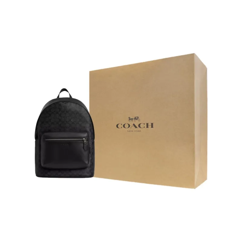 COACH Canvas Coated Canvas Backpack Large Size Unisex Charcoal-6