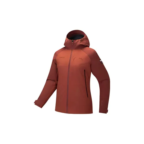 Anta Variety Training Collection Water-Repellent Windbreaker Jacket Women's Maple Glaze Orange/Maroon