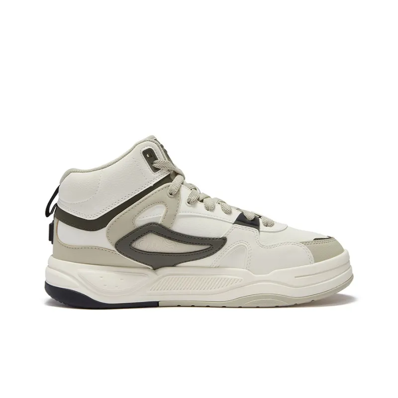 FILA FUSION BANK II Wear Resistant Mid Top Skateboard Shoes Men's Antique White Color-1