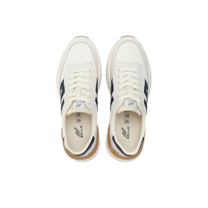 BELLE Slip Resistant Abrasion Resistant Shock Absorbers Low Top Casual Shoes Men's Beige Blue-2