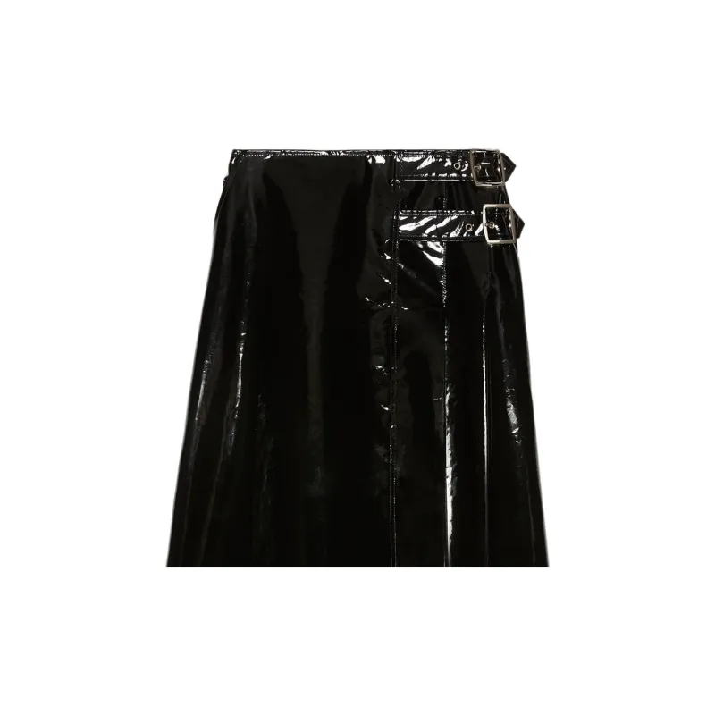 GUCCI Vinyl Effect Skirt Black-4