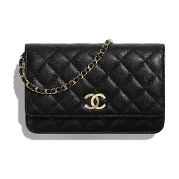 CHANEL WOC 24B Calfskin Shoulder Crossbody Bag Women's Black