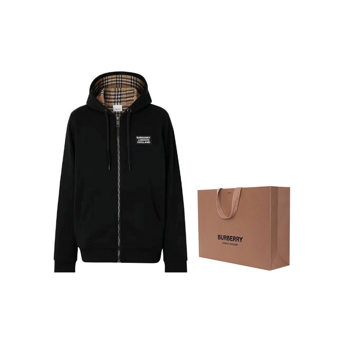 Shops Burberry mens hoodie zip up