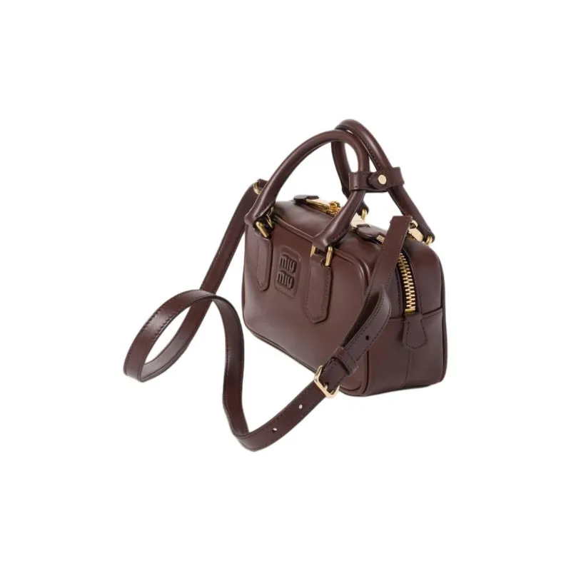 MIU MIU Arcadie Series Leather Shoulder Bag Crossbody Bag Handbag Small Size Women's Brown-1