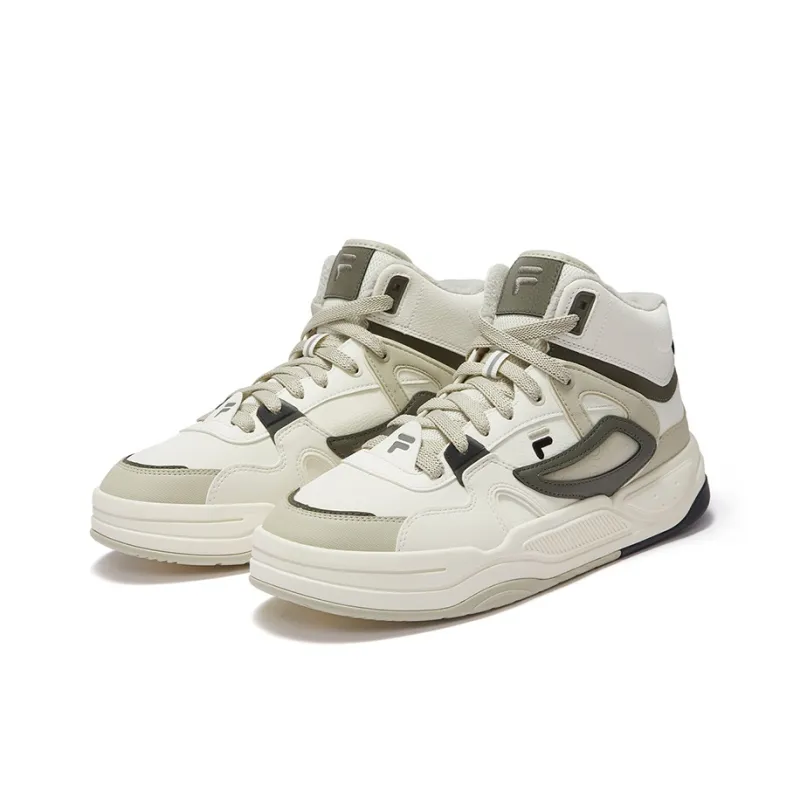 FILA FUSION BANK II Coverage High Top Skateboard Shoes Men's White Brown-1