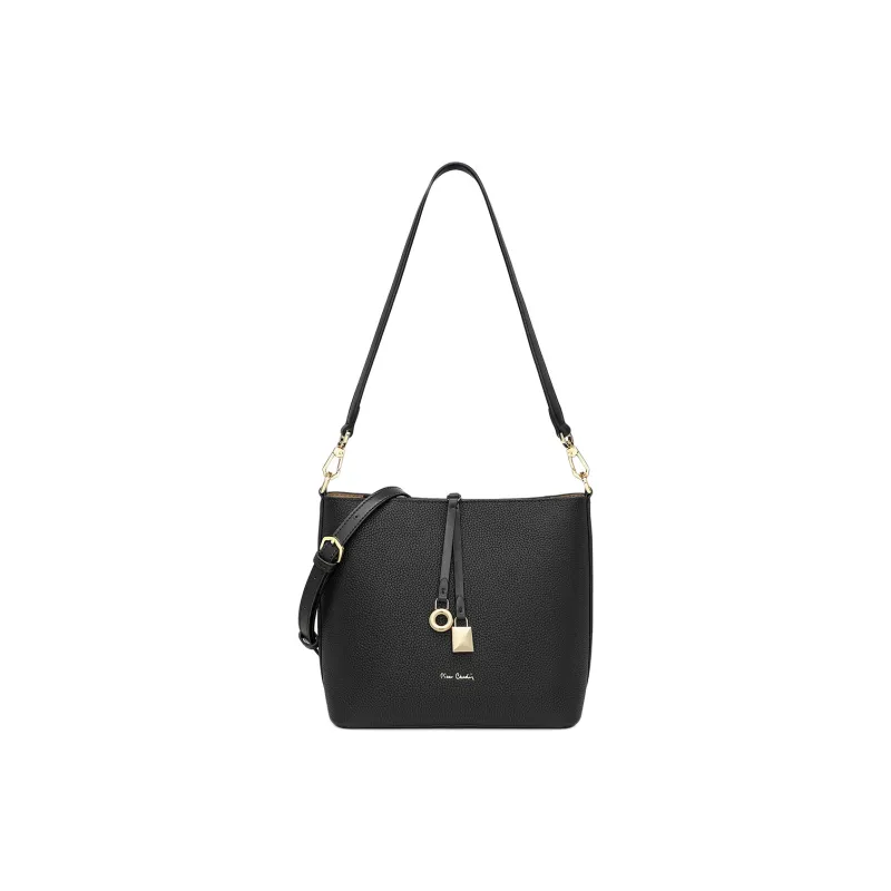 PIERRE CARDIN Top Grain Cow Leather Shoulder Bag Regular Women's Black/Beige-5