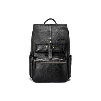 Ace Paul Top Grain Cow Leather Backpack Regular Unisex Black