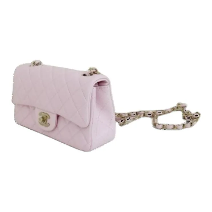 CHANEL Classic Flap CF Lambskin Shoulder Bag, Crossbody Bag Mini Women's Cherry Blossom Pink-2