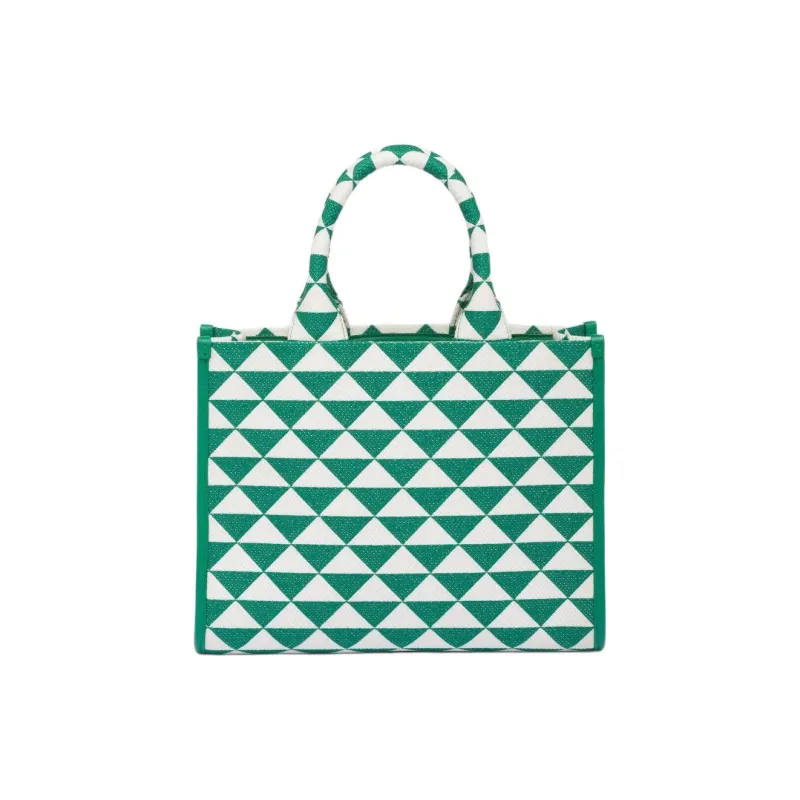 PRADA Leather Tote Bag, Shopping Bag, Shoulder Bag, Handbag Trumpets Women's Mango & White-1