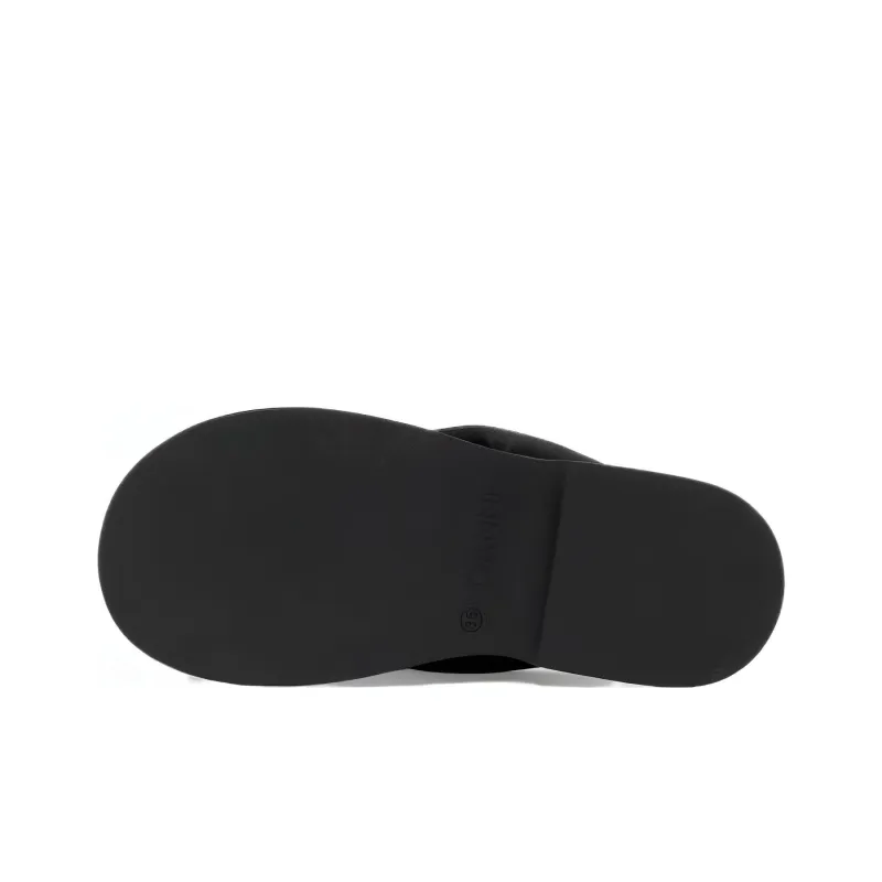 GANNI Rubber Sole Slip Resistant Flip Flops Women's Black-4