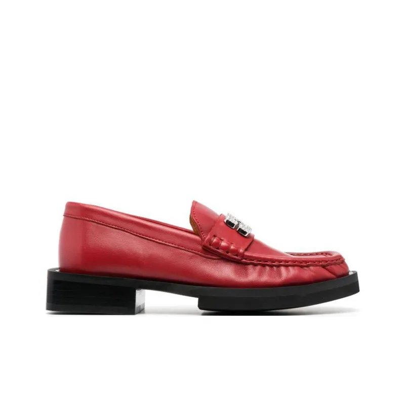 GANNI Logo-plaque Leather Loafer-1