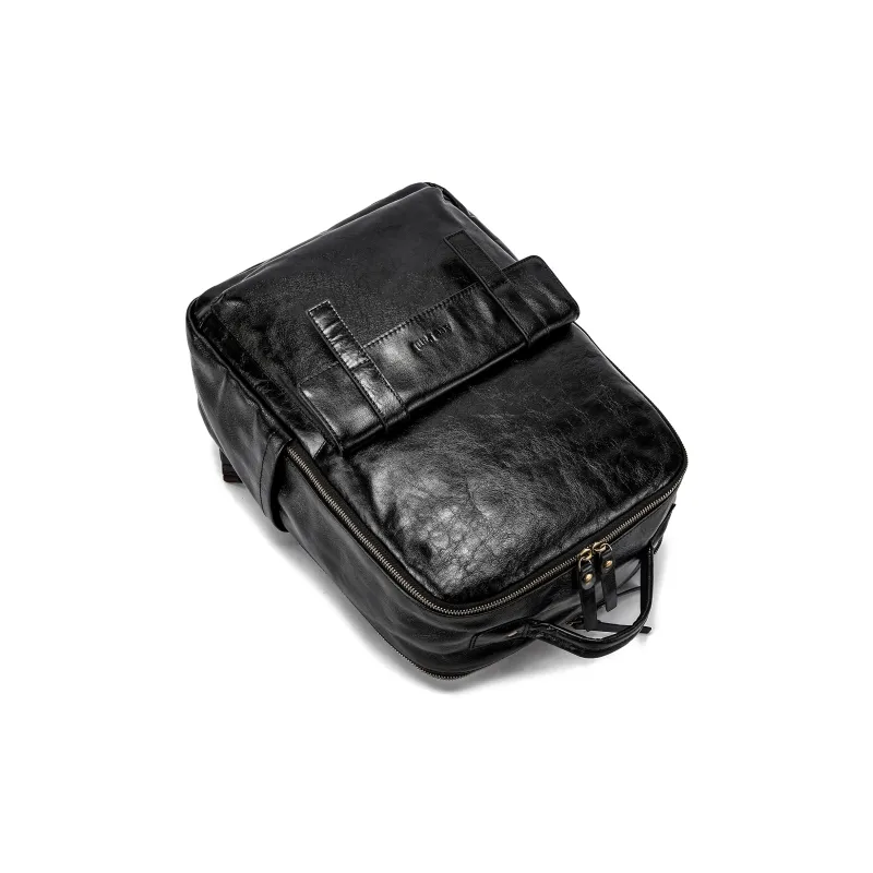Ace Paul Top Grain Cow Leather Backpack Regular Unisex Black/Coffee-5