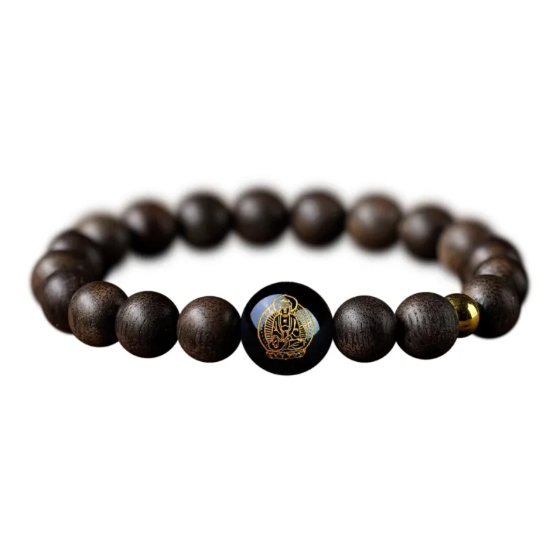 FANGYUANXIAOFU Fragrance Enhancer, Agarwood Single Wrap Beaded Bracelet, Double Loop Prayer Bead Bracelet Unisex-22