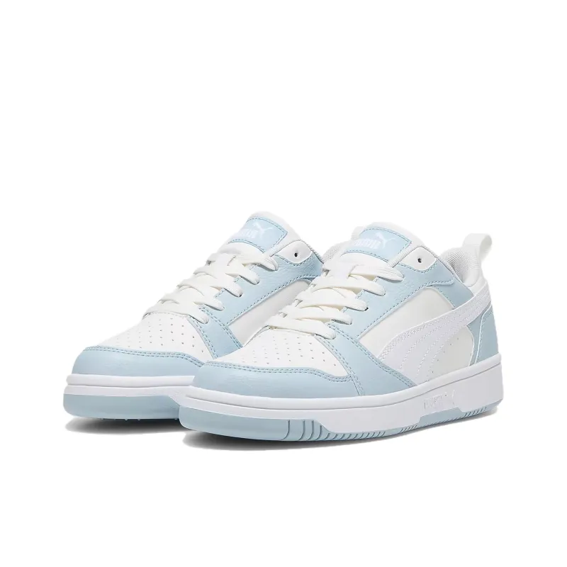 PUMA Rebound V6 Anti Slip Wear Resistant Low Top Skateboard Shoes Unisex Gray White-1