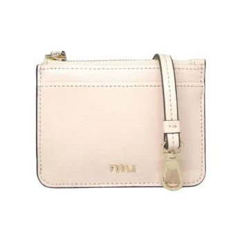 Furla Babylon Leather Card Holder Small Size Women's Beige