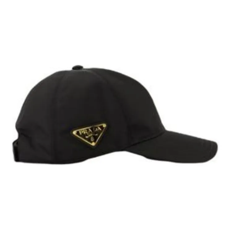 PRADA Recycled Nylon Cotton Baseball Caps Women's Black-1