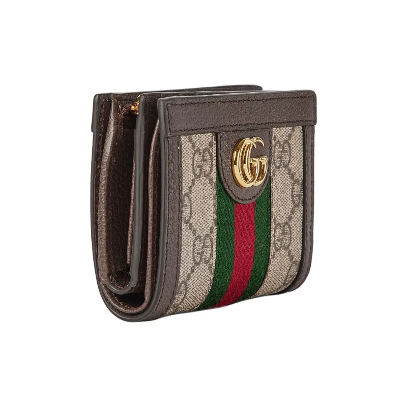 GUCCI Ophidia Canvas Wallet Unisex Beige & Dark Brown-1