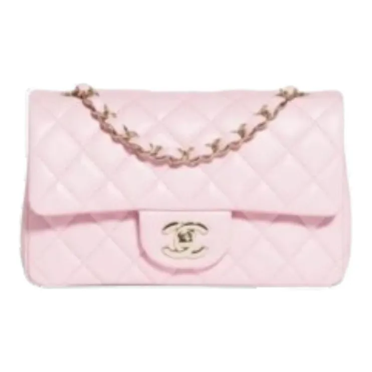 CHANEL Classic Flap CF Lambskin Shoulder Bag, Crossbody Bag Mini Women's Cherry Blossom Pink-0