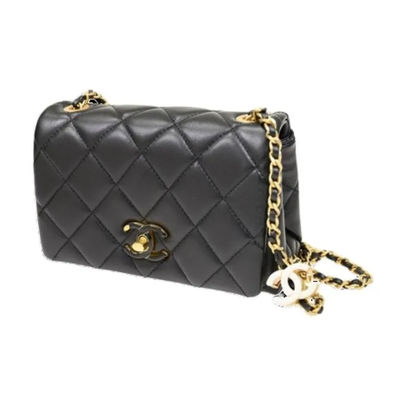 CHANEL Lambskin Crossbody Bag, Shoulder Bag Trumpets Women's Black-1