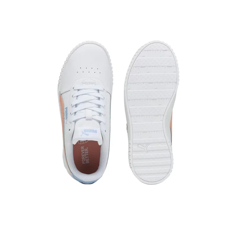 PUMA Carina 2.0 Anti-Slip Wear-Resistant Low-Top Kids' Skateboarding Shoes White Pink Teenagers-3