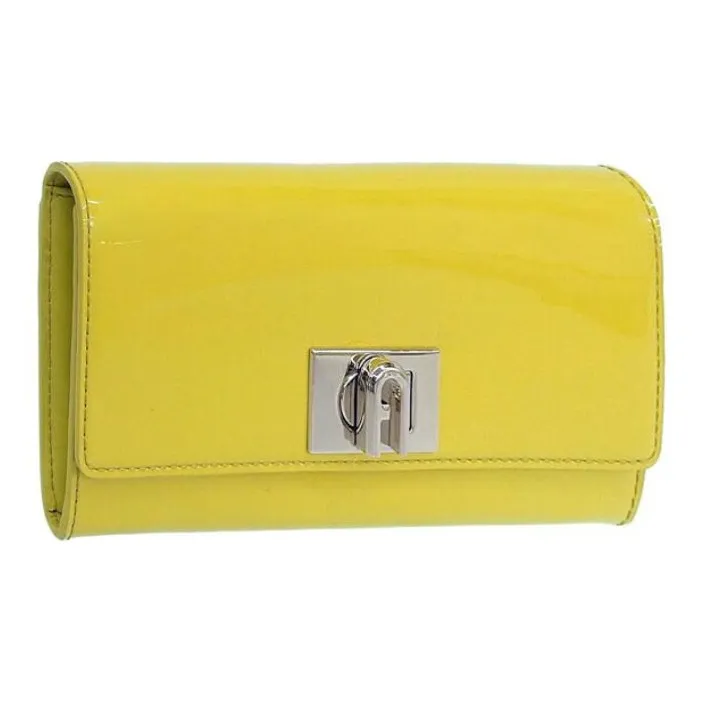 Furla 1927 Collection Patent Leather Wallet Women's Yellow-1