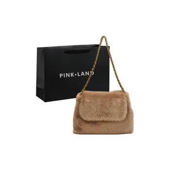 PINK·LAND Plush Shoulder Bag Regular Women's Khaki/Gray/Pink/Green/White/Black