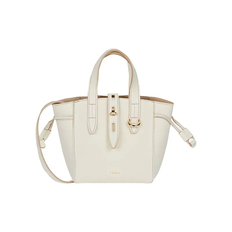 Furla Leather Basket Bag, Tote Bag, Shopping Bag, Shoulder Bag, Crossbody Bag, Handbag Mini Women's White-0