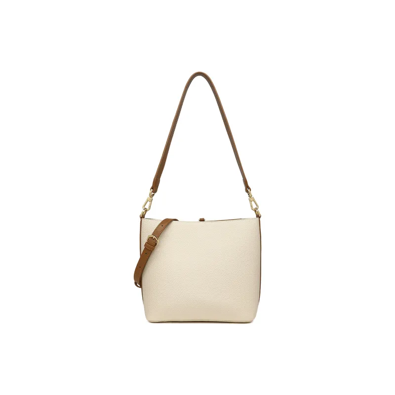 PIERRE CARDIN Top Grain Cow Leather Shoulder Bag Regular Women's Black/Beige-1