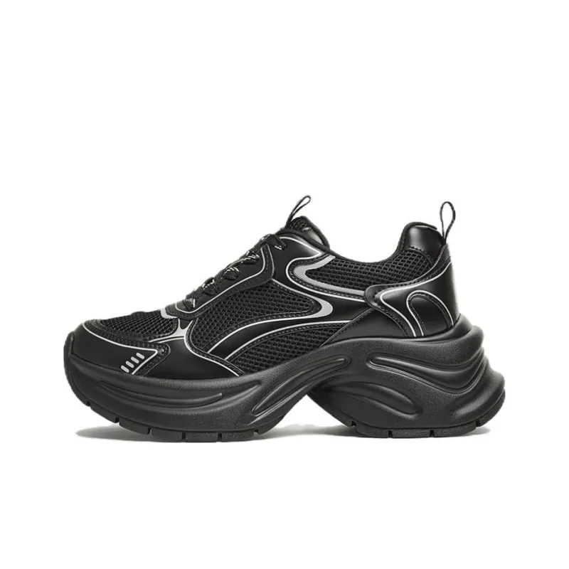 BASTO Chunky Sneakers Women's Low Top Gunmetal Silver/Black-0