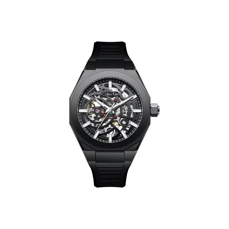 Colev Kie Automatic Mechanical Movement Silicone Strap Watch Men's Watches Cut Out Dial-3