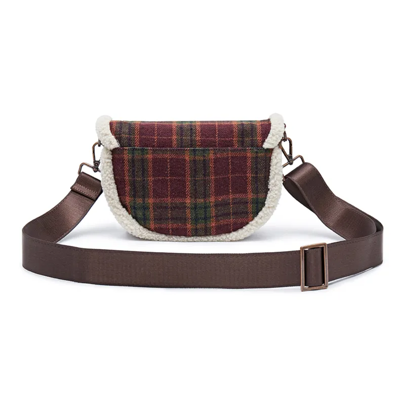 Champion Fabric Shoulder Bag Regular Unisex Night Umber Red With Light Bone-3