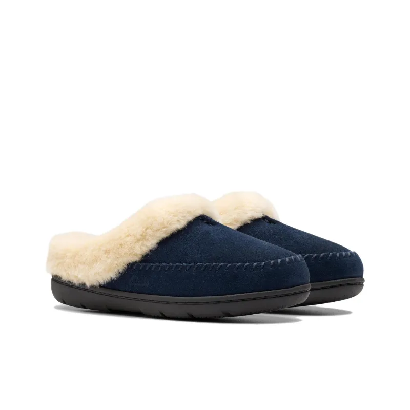 Clarks Abrasion-Resistant Wrap-toe Slippers Women's Blue-2