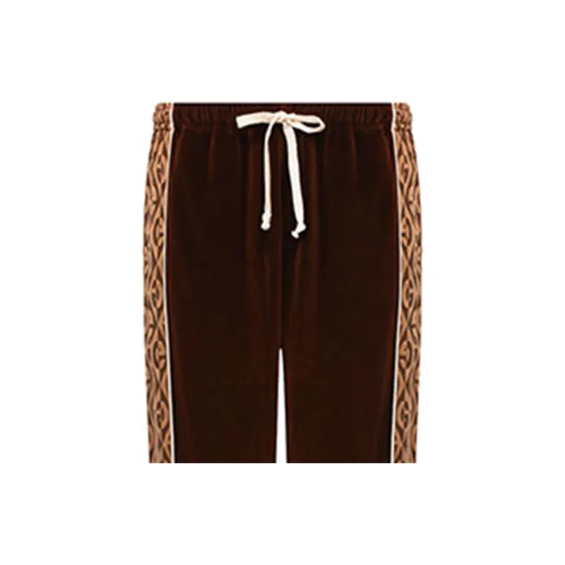 GUCCI Knitted Sports Pants Men's Brown-4