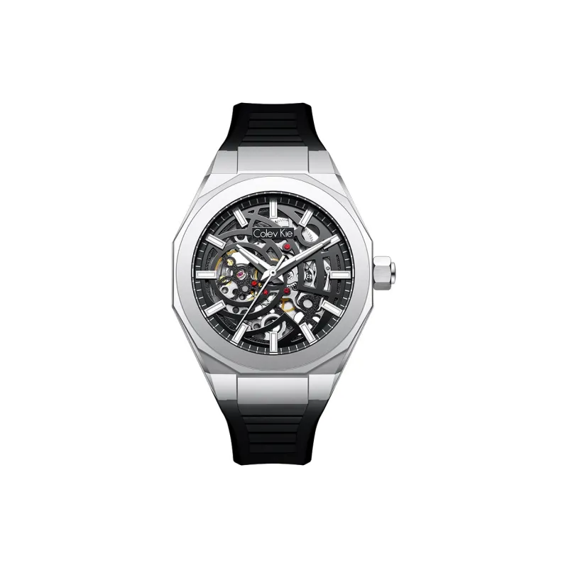 Colev Kie Automatic Mechanical Movement Silicone Strap Watch Men's Watches Cut Out Dial-0