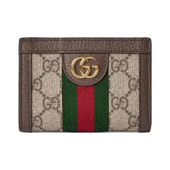 GUCCI Ophidia Canvas Wallet Unisex Beige & Dark Brown