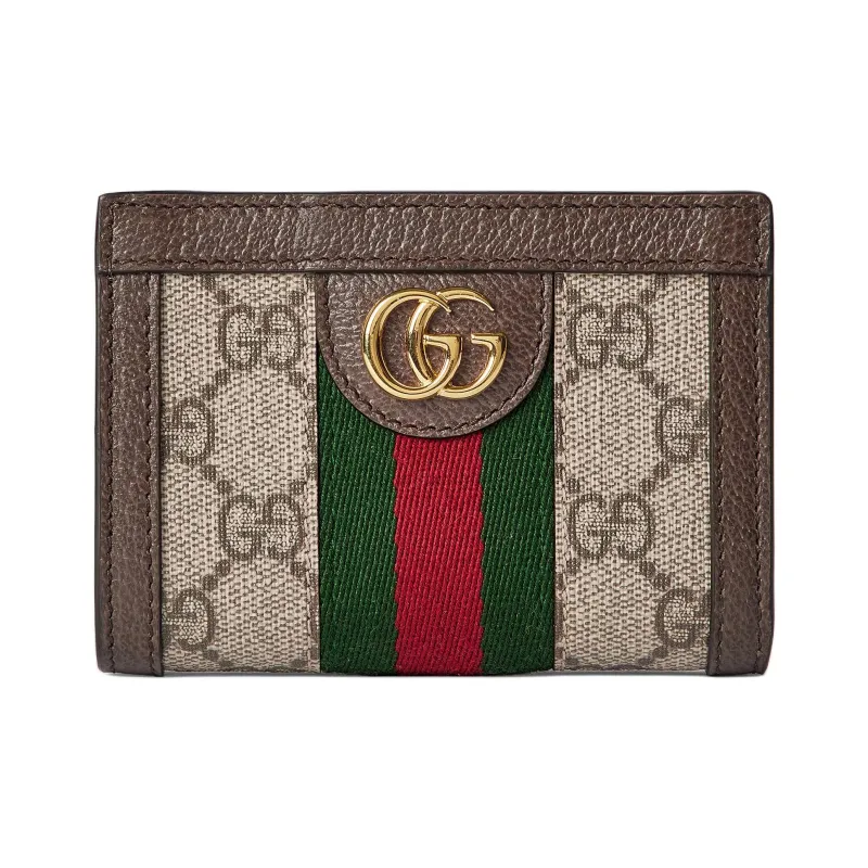 GUCCI Ophidia Canvas Wallet Unisex Beige & Dark Brown-0